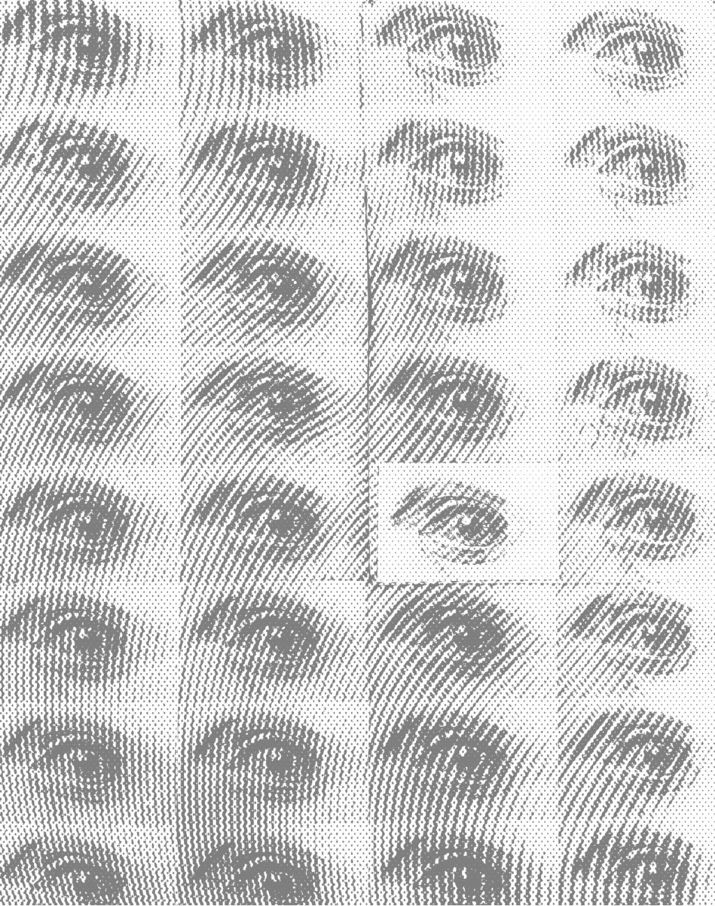 Halftone collage of watching eyes